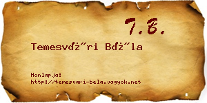 Temesvári Béla névjegykártya